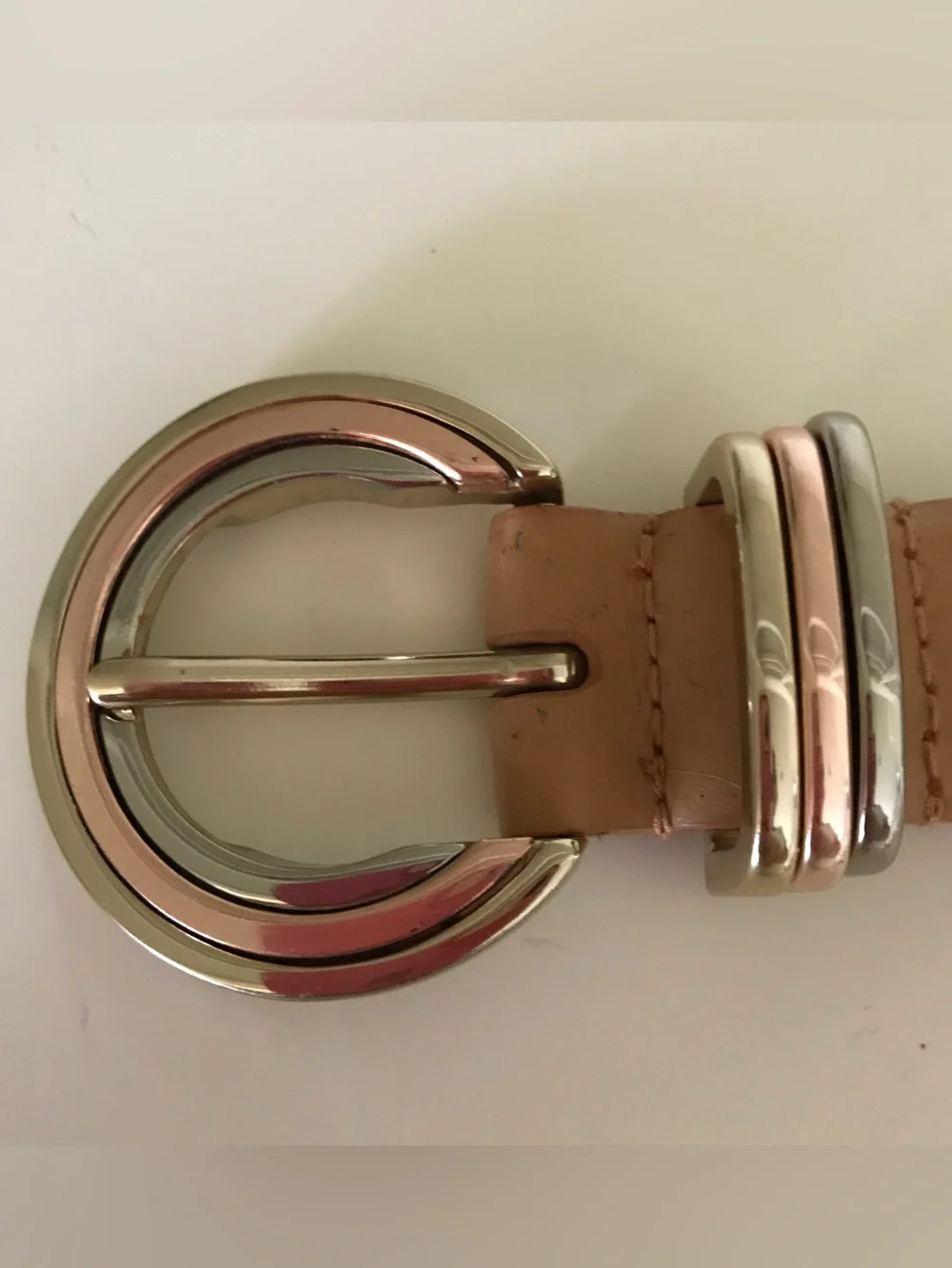 Liz Claiborne Tri-Metal and Caramel Leather Belt